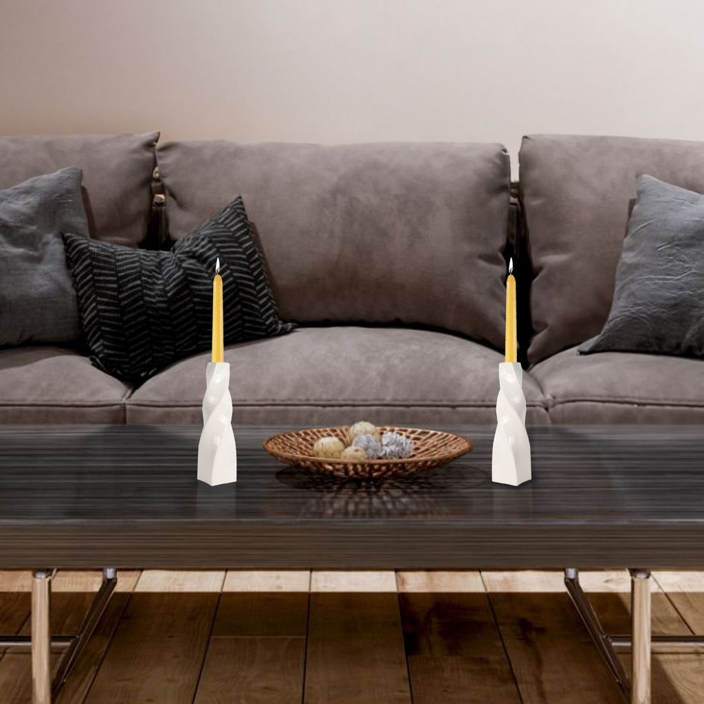 CECA371 WHITE CANDLE HOLDERS
