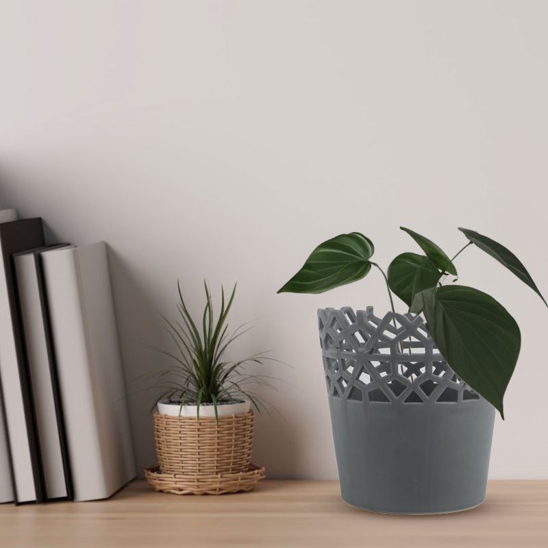 Pot-Matte Gray-Artistic-Unique-Contemporary-Centerpiece-Gift-Home Decor-Home Accent