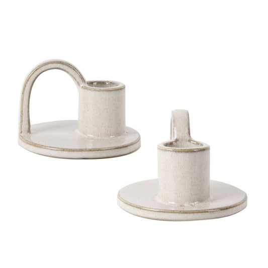 CECA364 GLAZED WHITE CANDLE HOLDERS