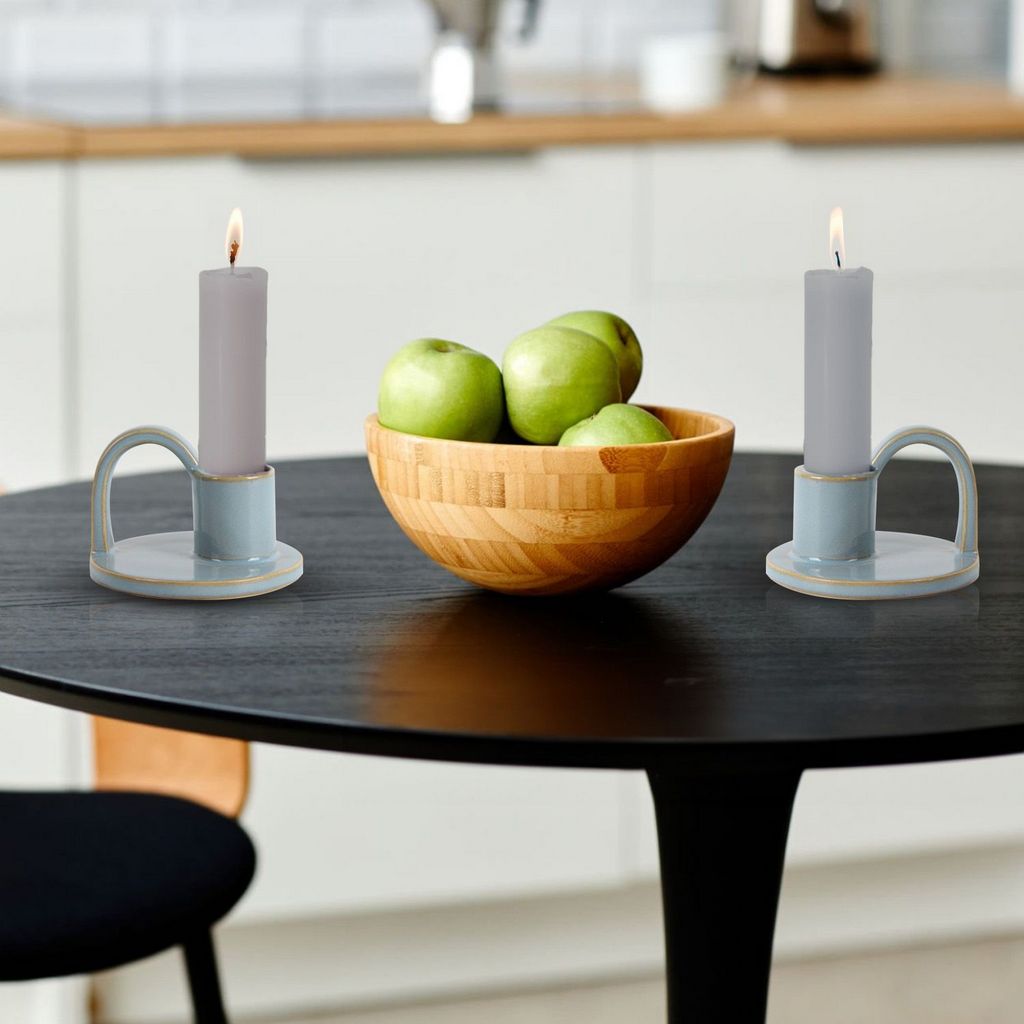 CECA367 LIGHT BLUE CANDLE HOLDERS