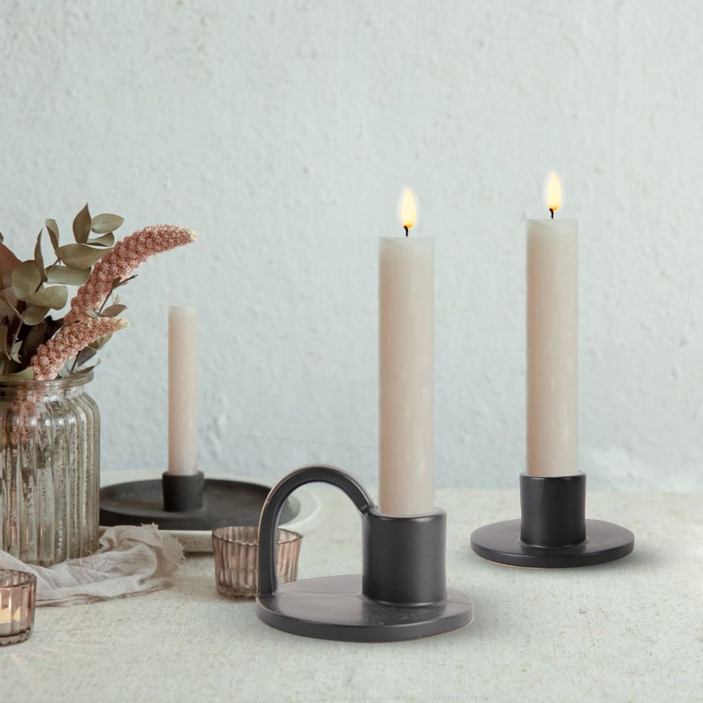 CECA369 MATT BLACK CANDLE HOLDERS