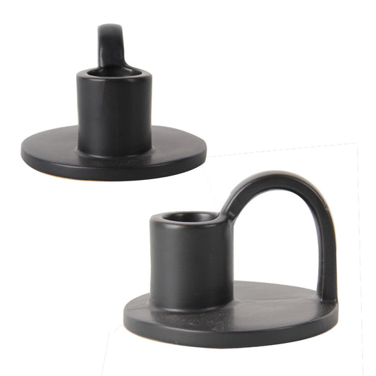 CECA369 MATT BLACK CANDLE HOLDERS