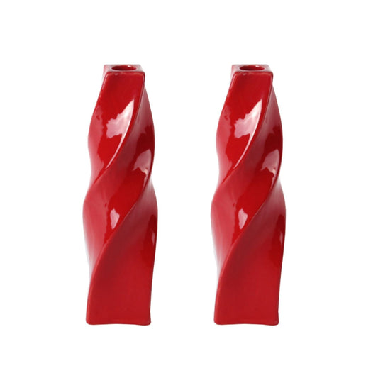 CECA374 RED CANDLE HOLDERS