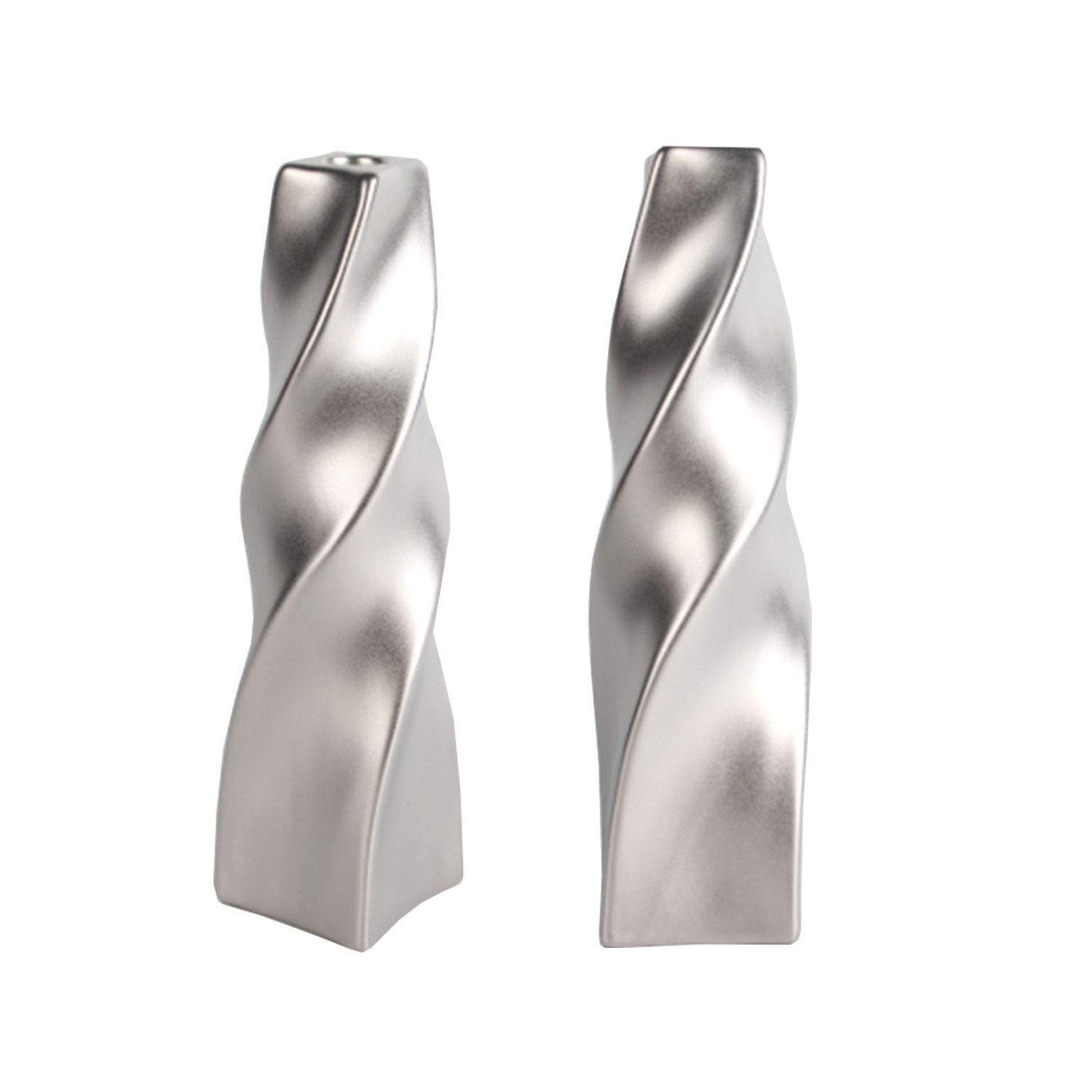 CECA376 TITANIUM SILVER CANDLE HOLDERS