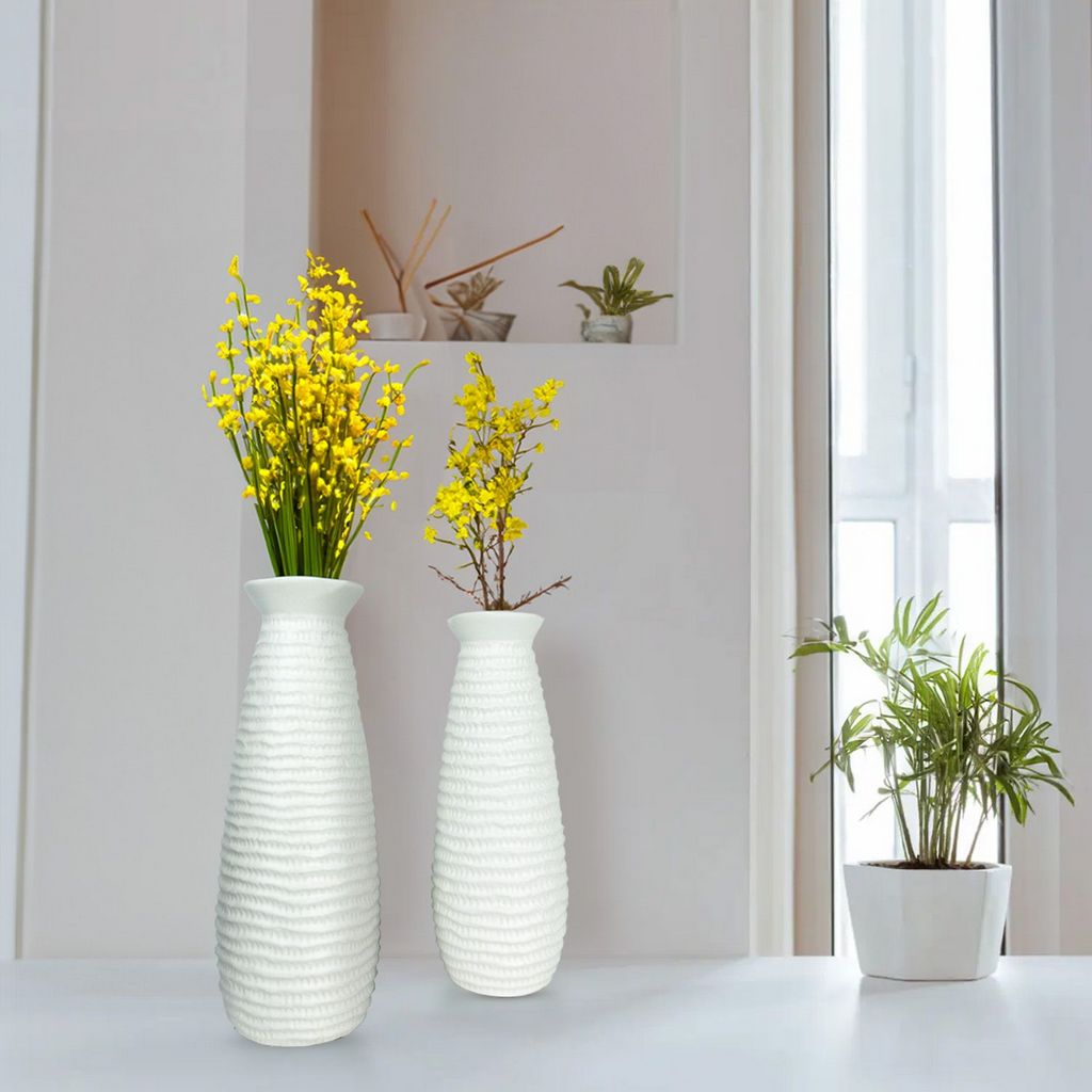 Vase-Set of 2-Matte White-Home Decor-Home Accent-Contemporary-Gift Option-Modern