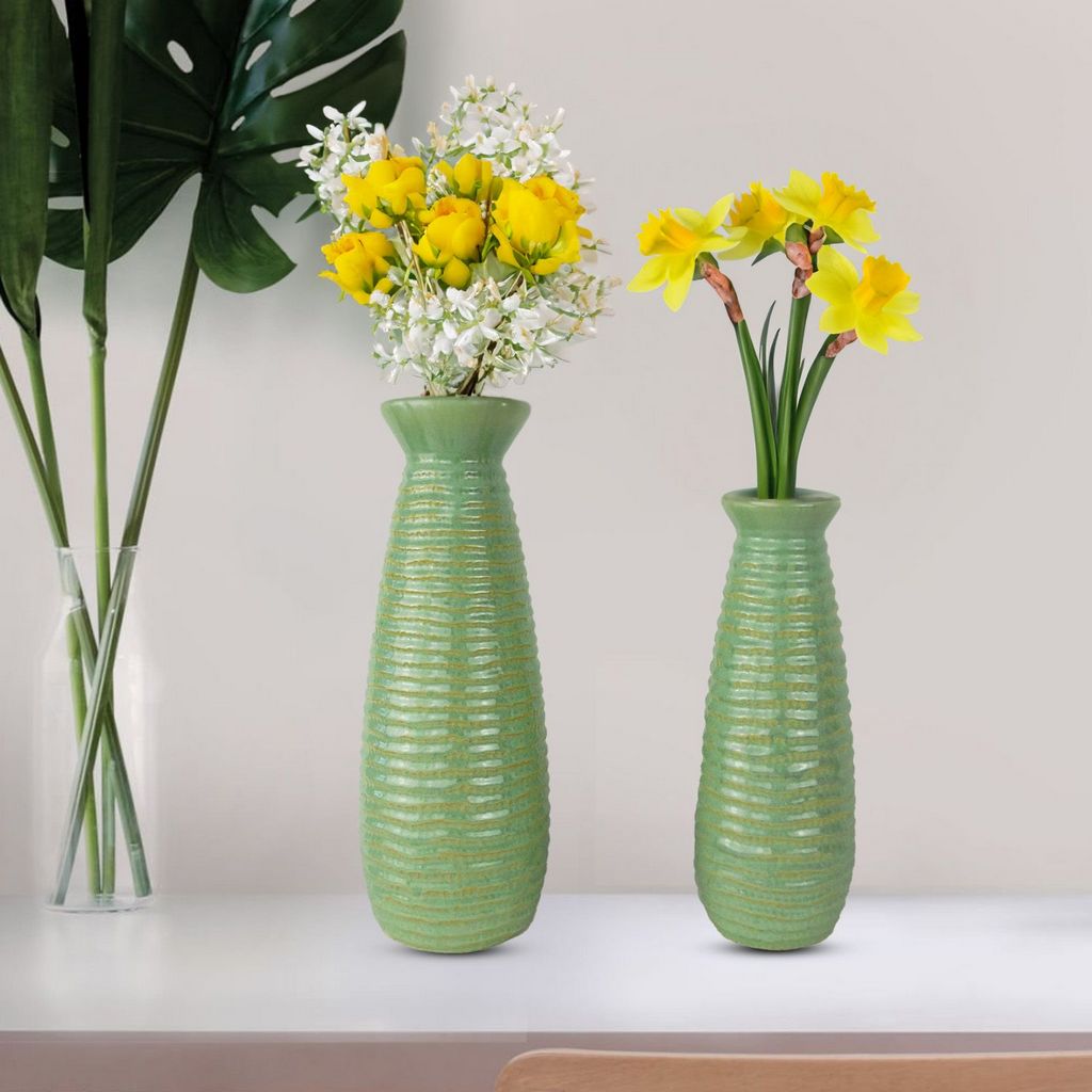 Vase-Set of 2-Avocado Green-Modern-Home Decor-Home Accent-Contemporary-Gift Option