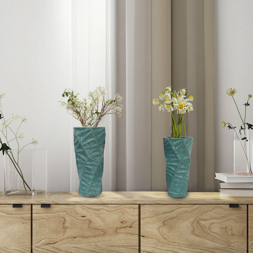 Vase-Set of 2-Med & Lg-Teal-Modern-Home Decor-Centerpiece-Modern-Contemporary-Gift