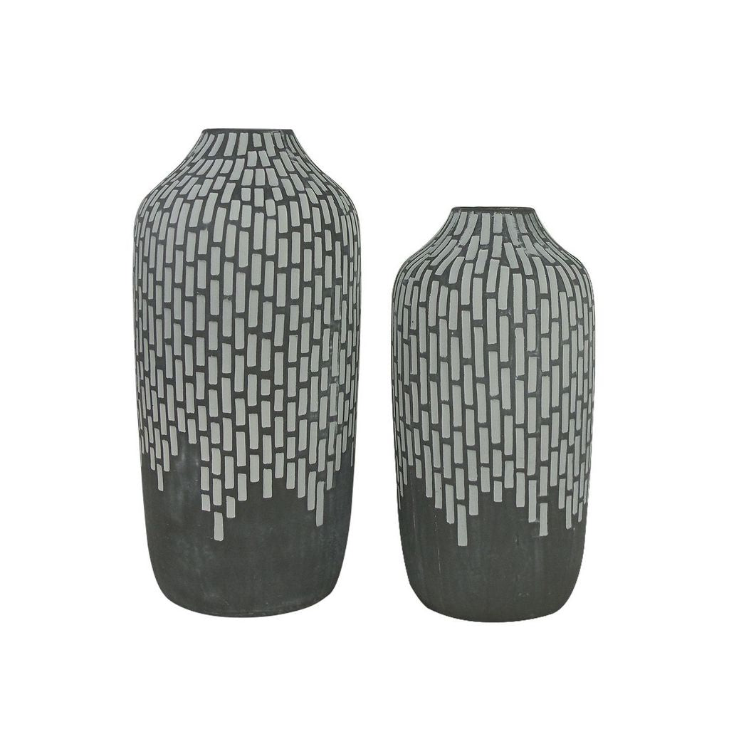 Vase-Set of 2-Gray-Centerpiece-Home Decor-Home Accent-Unique-Gray-Gift